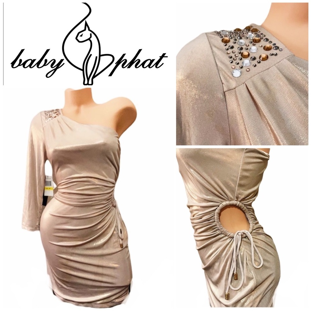 🏖️ Mix & Match 3/$275 🏖️ VINTAGE Y2K Baby Phat "After Glow" Gold Dress